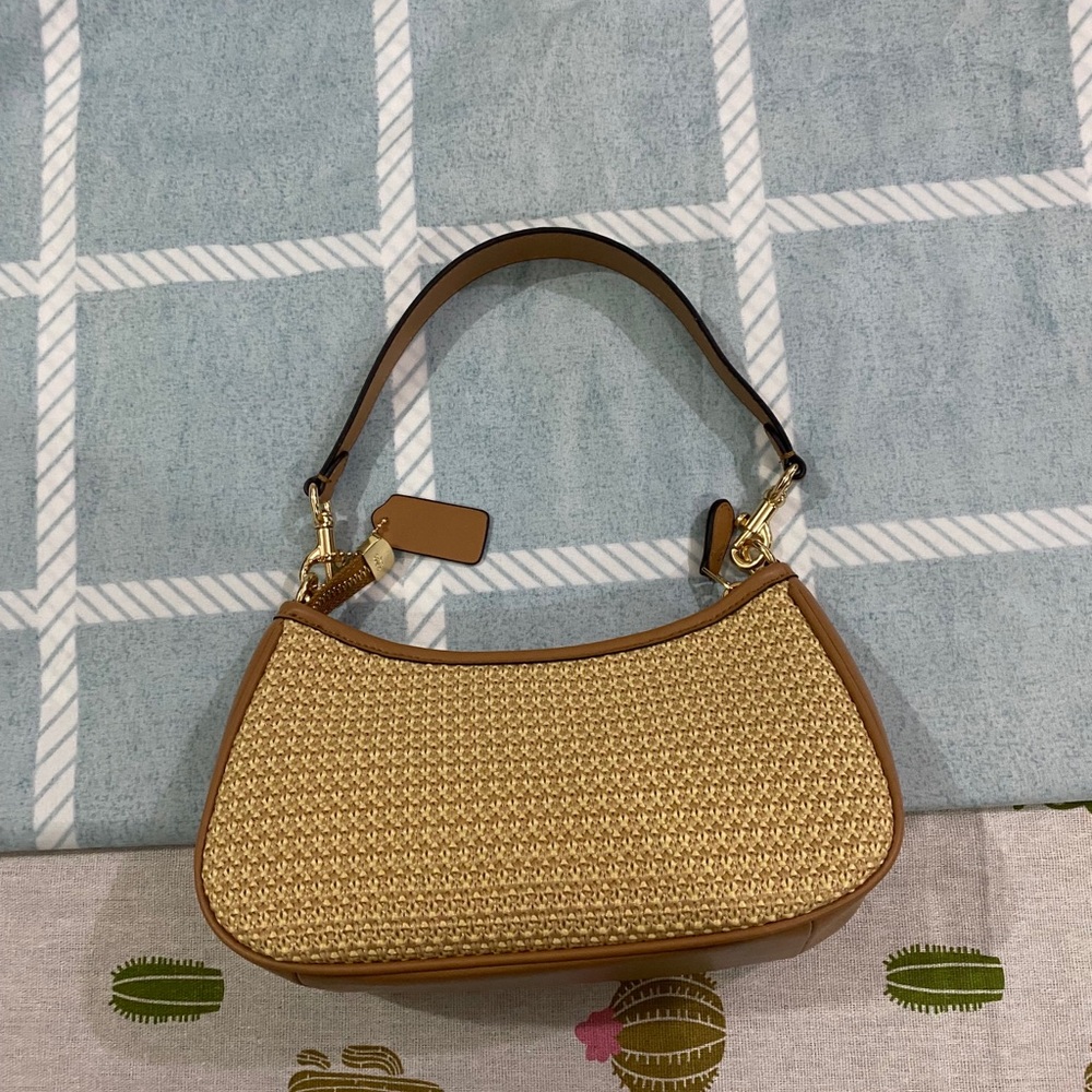 Coach Straw Hobo Bag in Natural/Cognac - Picture 7 of 9